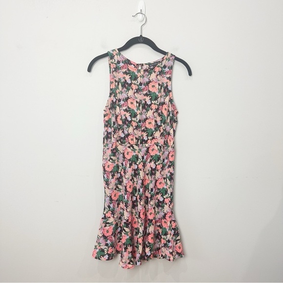 Jcrew Floral Tulip Hem Dress Black Green Pink Sleeveless - Picture 4 of 11